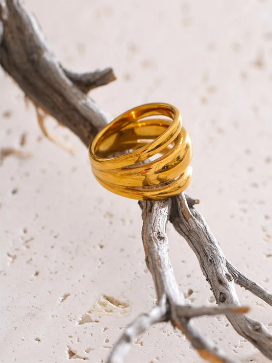Layered wide modern adjustable ring - product image