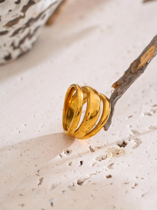 Layered wide modern adjustable ring - product image