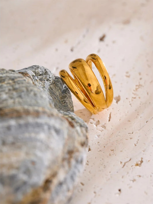 Layered wide modern adjustable ring - product image