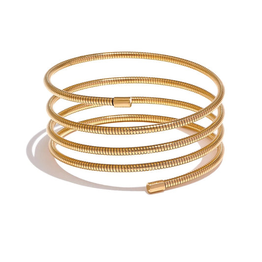 Layered wide modern statement bangle bracelet - product image