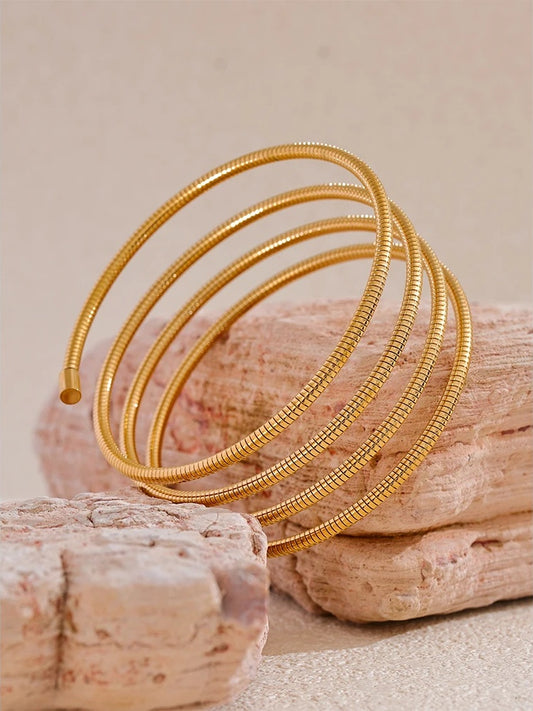 Layered wide modern statement bangle bracelet - product image