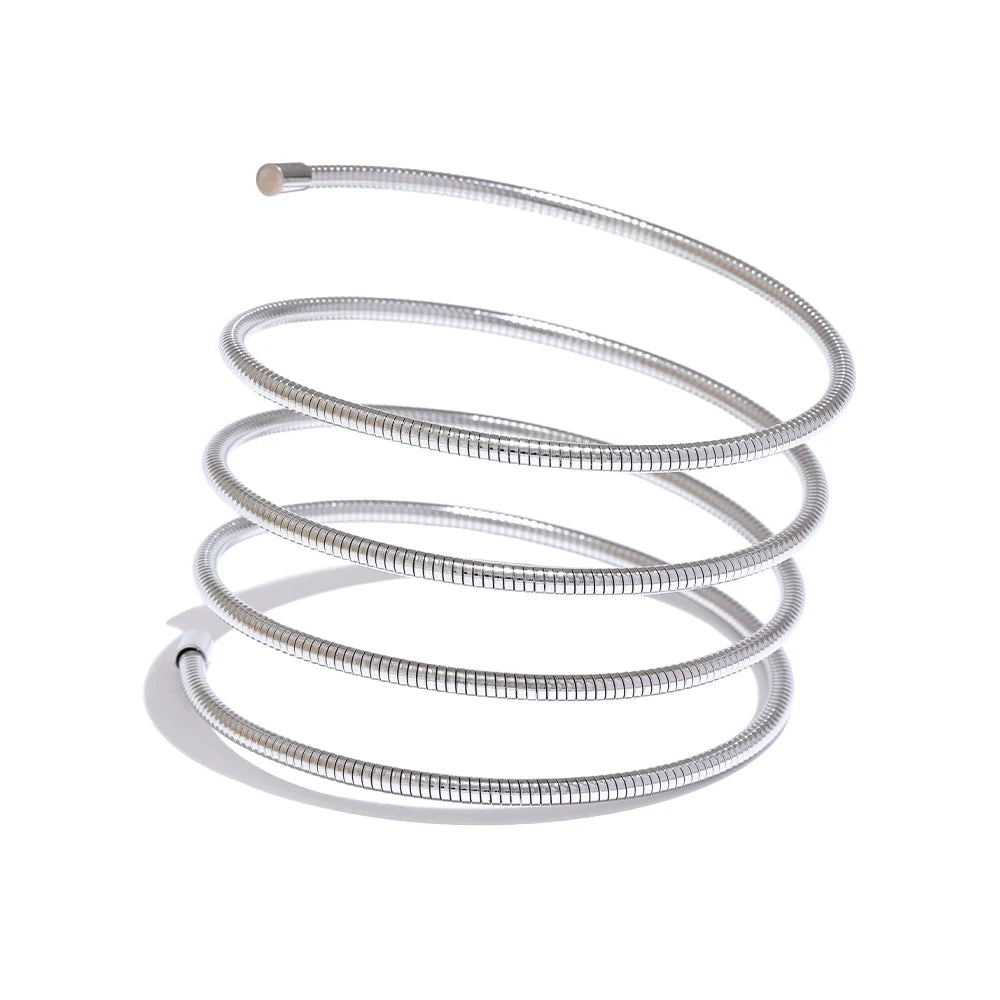Layered wide modern statement bangle bracelet - product image