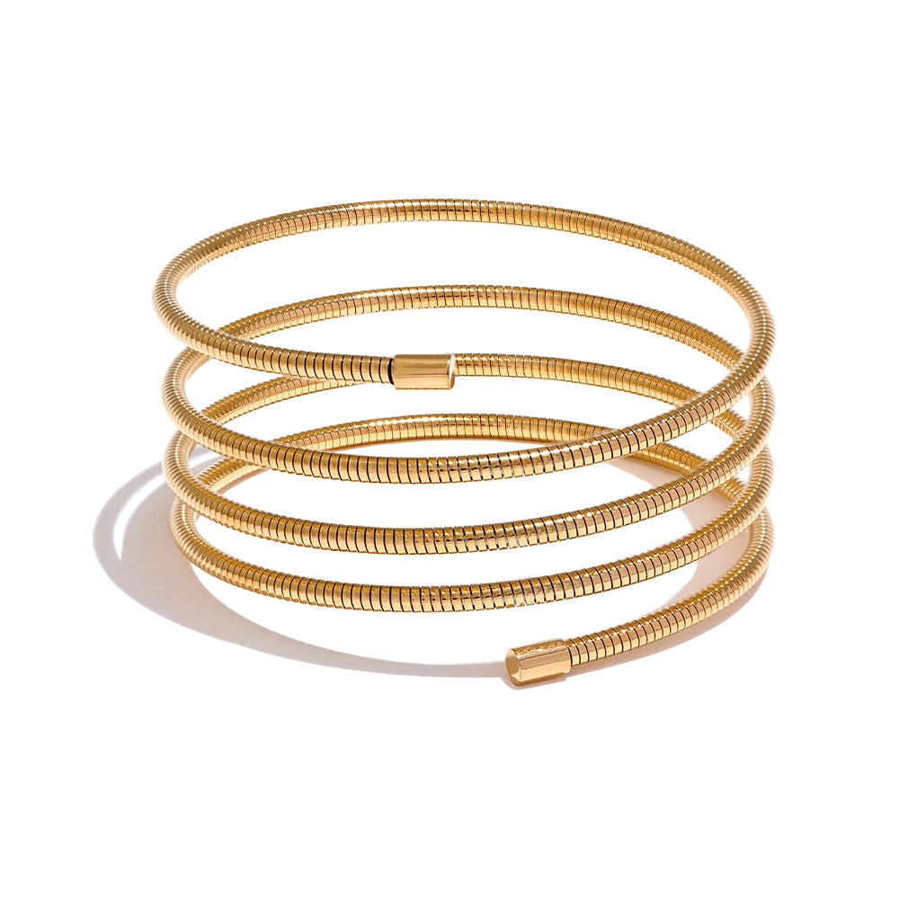 Layered wide modern statement bangle bracelet - product image