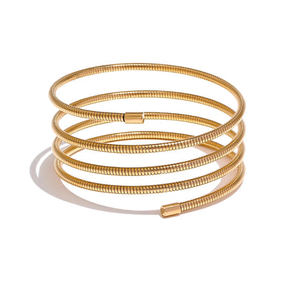 Layered wide modern statement bangle bracelet - product image