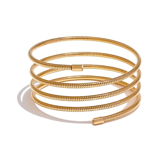 Layered wide modern statement bangle bracelet - product image