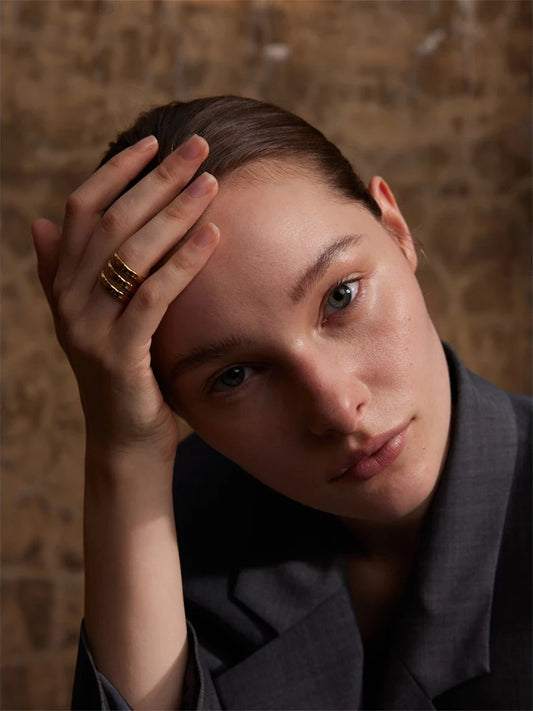 Layered wrapped contemporary finger ring women - product image