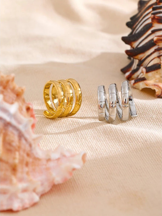 Layered wrapped contemporary finger ring women - product image
