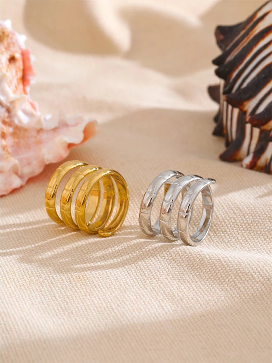 Layered wrapped contemporary finger ring women - product image