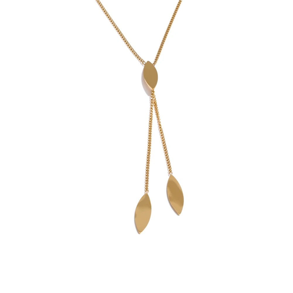 Leaf chain long drop pendant necklace - product image