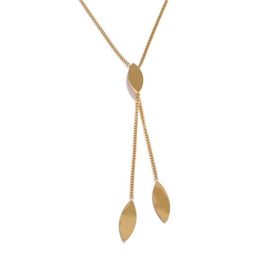 Leaf chain long drop pendant necklace - product image