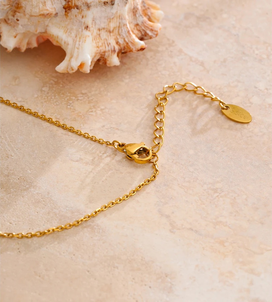Leaf chain tassel cubic zirconia pendant necklace - product image