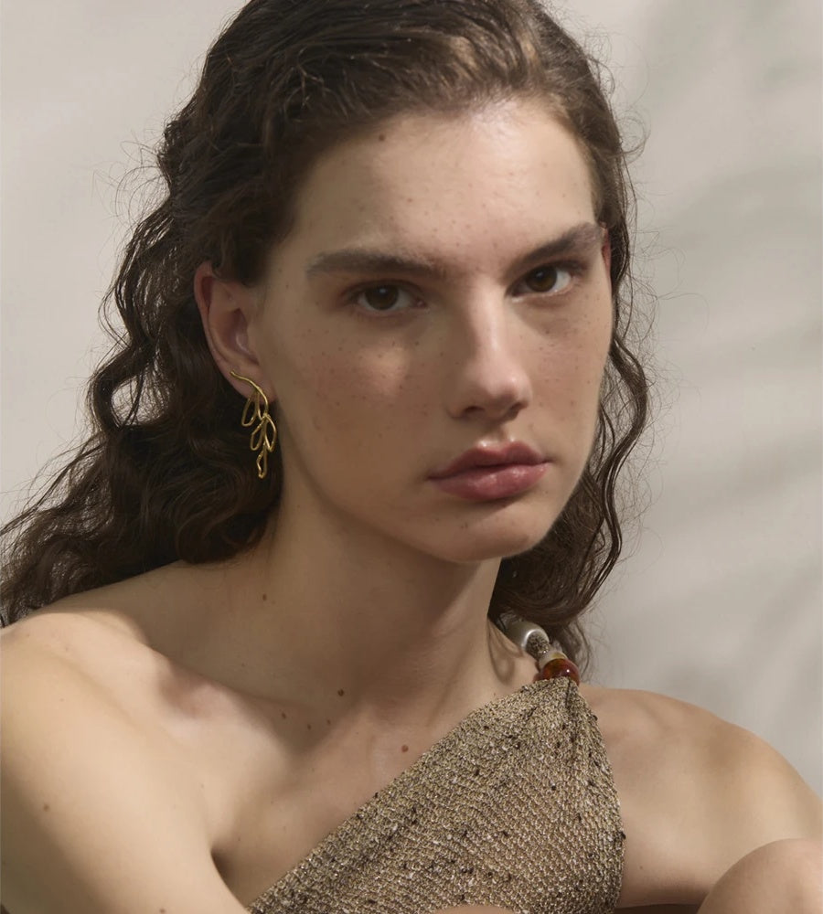 Leaf hollow big stud earrings women - product image