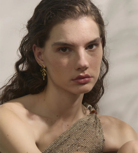 Leaf hollow big stud earrings women - product image