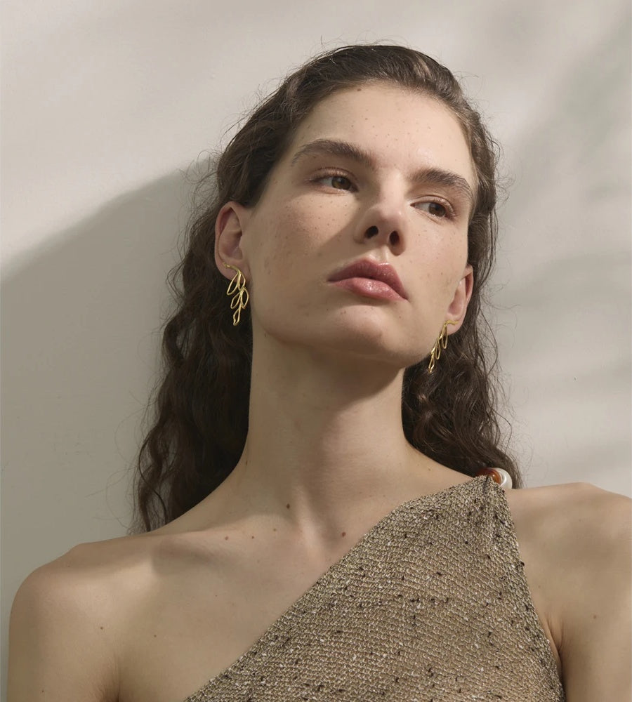 Leaf hollow big stud earrings women - product image