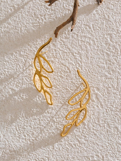 Leaf hollow big stud earrings women - product image