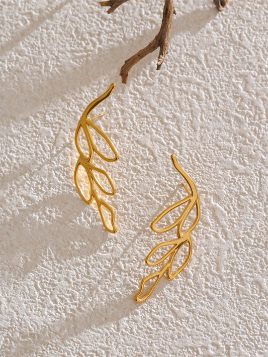 Leaf hollow big stud earrings women - product image