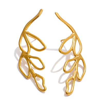 Leaf hollow big stud earrings women - product image