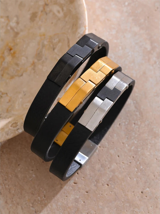 Leather men modern fashion bracelet - product image