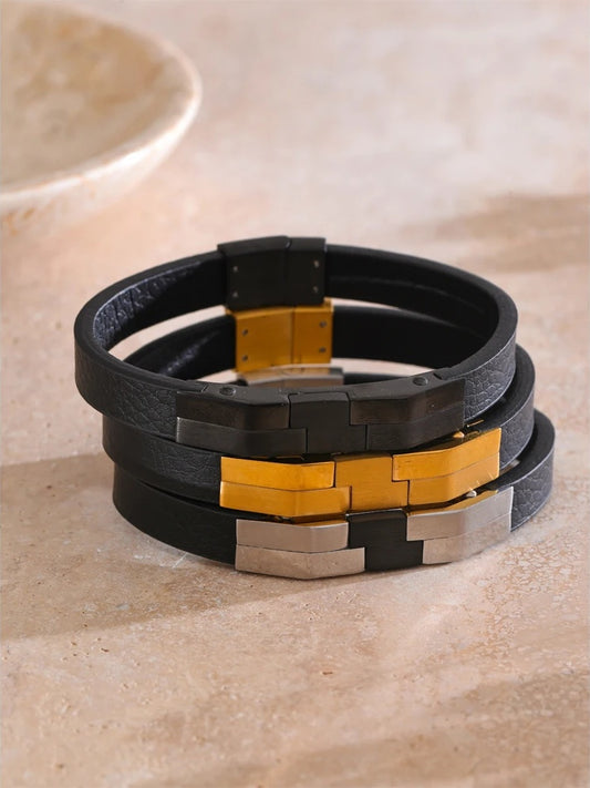 Leather men modern fashion bracelet - product image