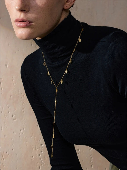 Leaves drop thin chain modern pendant necklace - product image