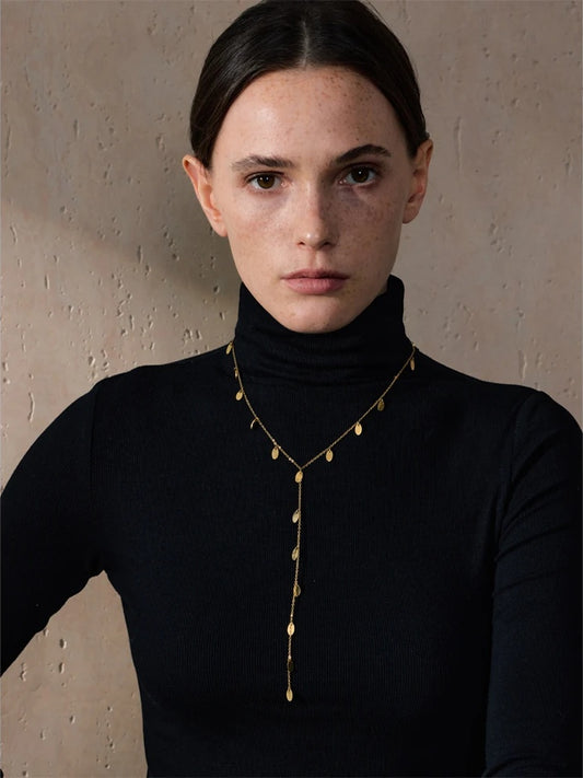 Leaves drop thin chain modern pendant necklace - product image
