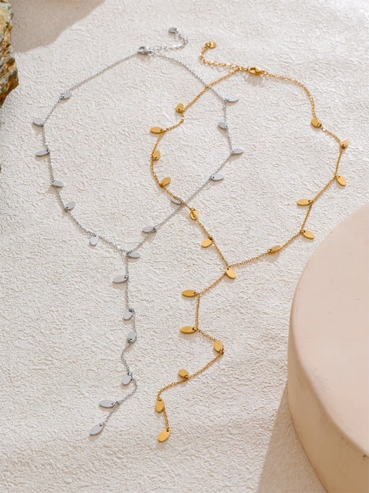 Leaves drop thin chain modern pendant necklace - product image
