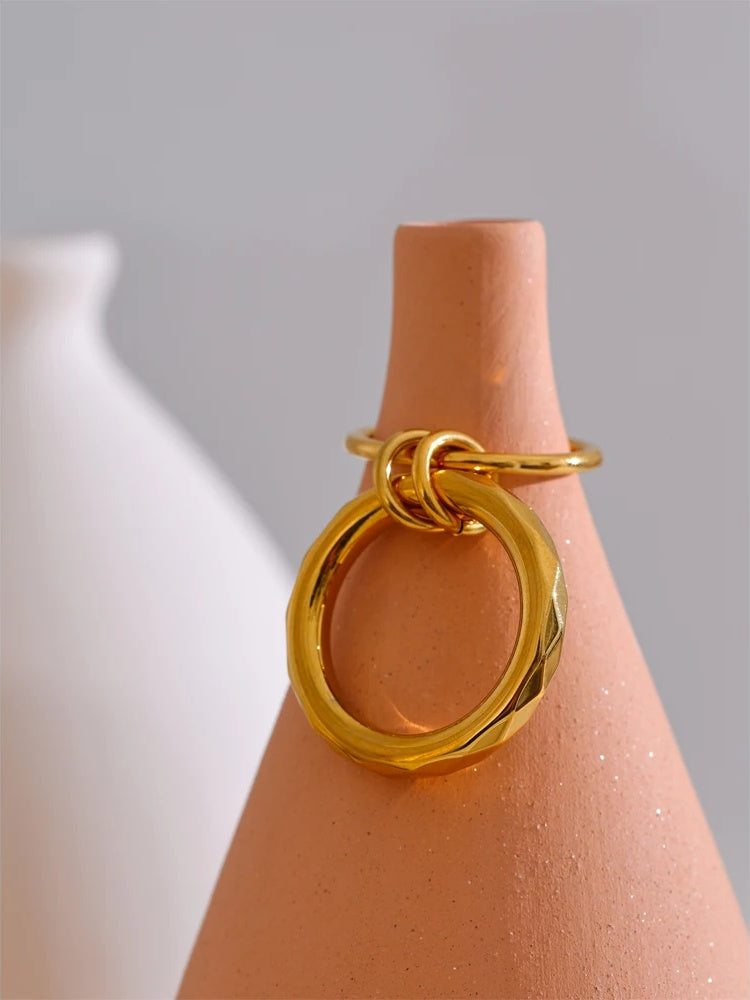 Line circle stacked daily charm ring - product image