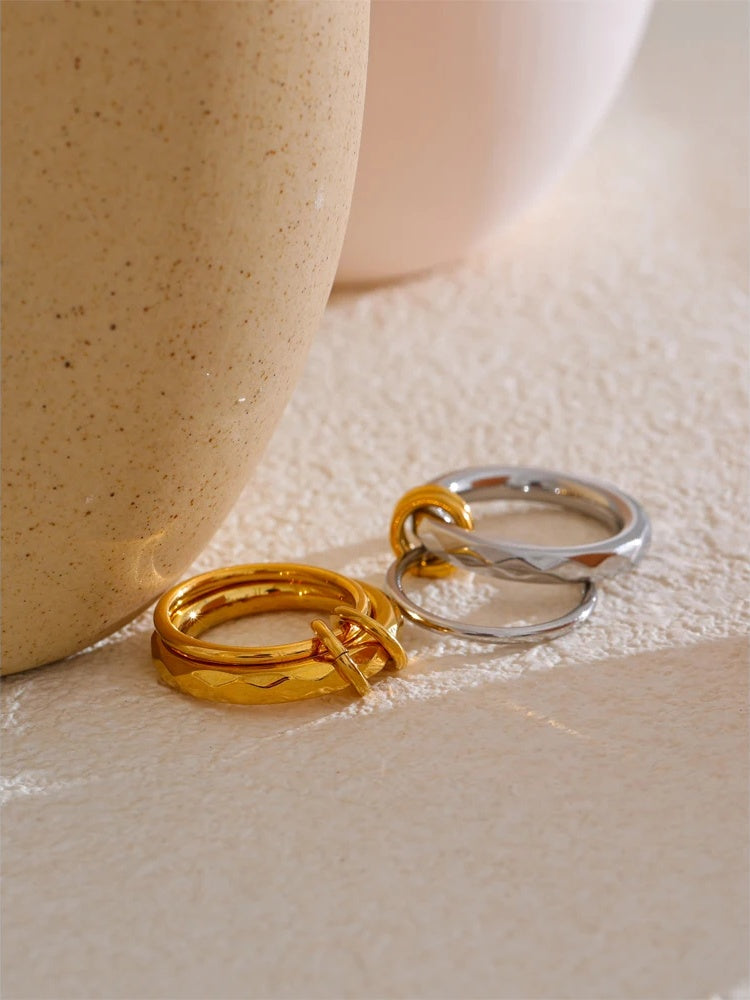 Line circle stacked daily charm ring - product image
