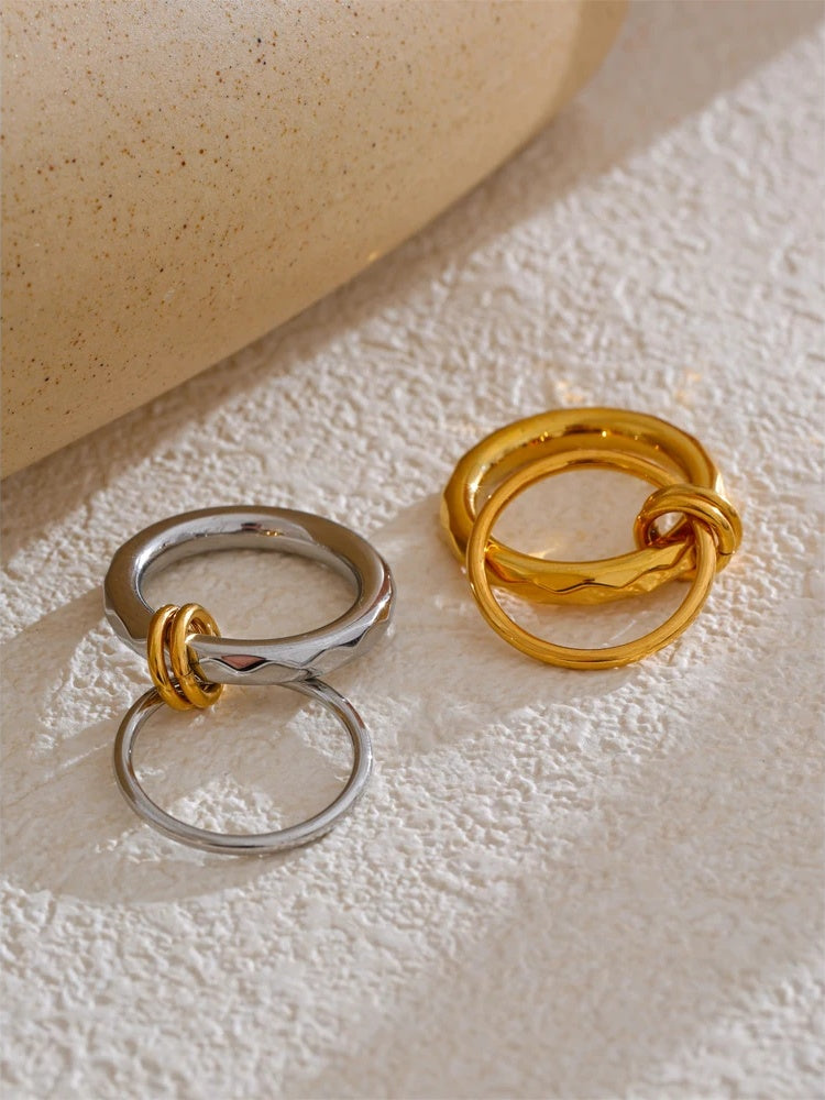 Line circle stacked daily charm ring - product image