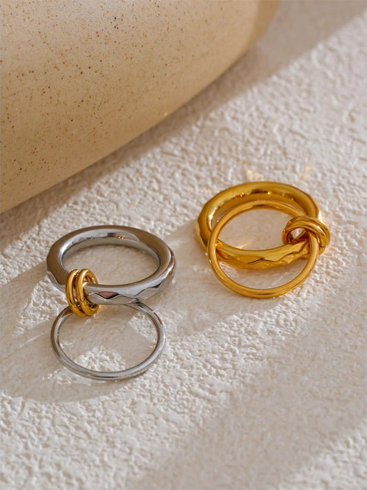 Line circle stacked daily charm ring - product image