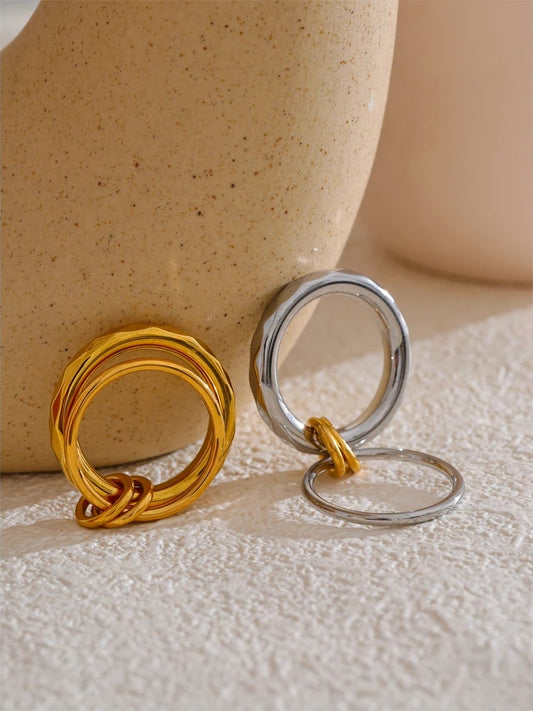 Line circle stacked daily charm ring - product image