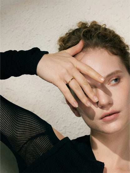 Line pattern simple round modern fashion ring - product image