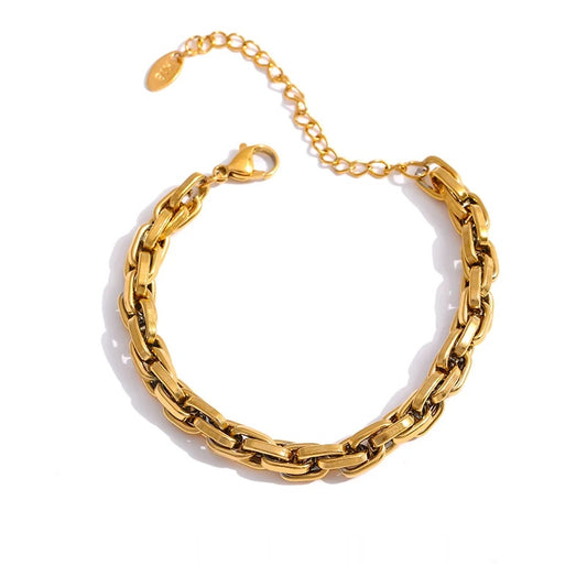 Link chain metal texture charm bracelet - product image