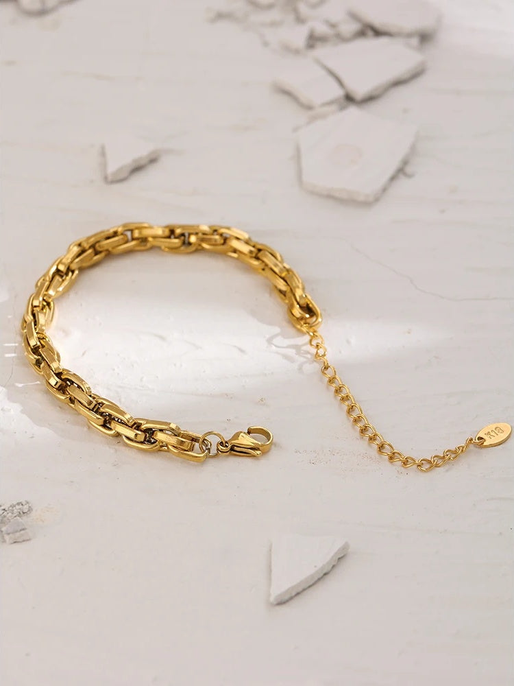 Link chain metal texture charm bracelet - product image