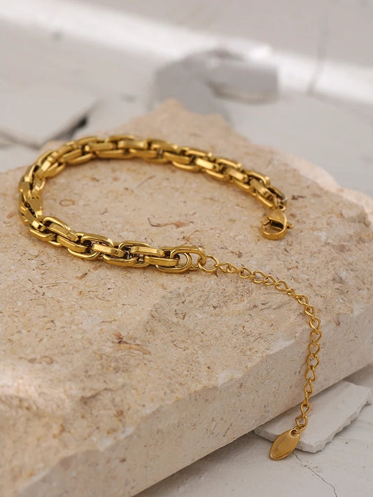 Link chain metal texture charm bracelet - product image