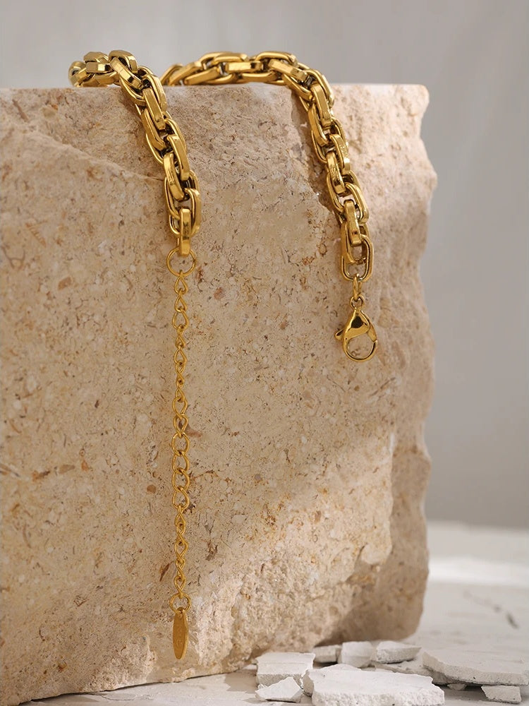 Link chain metal texture charm bracelet - product image