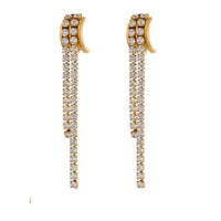 Long Abstract Cubic Zirconia Dangle Earrings