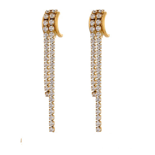 Long abstract cubic zirconia dangle earrings - product image