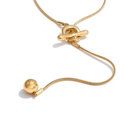 Long chain ball drop necklace - product image