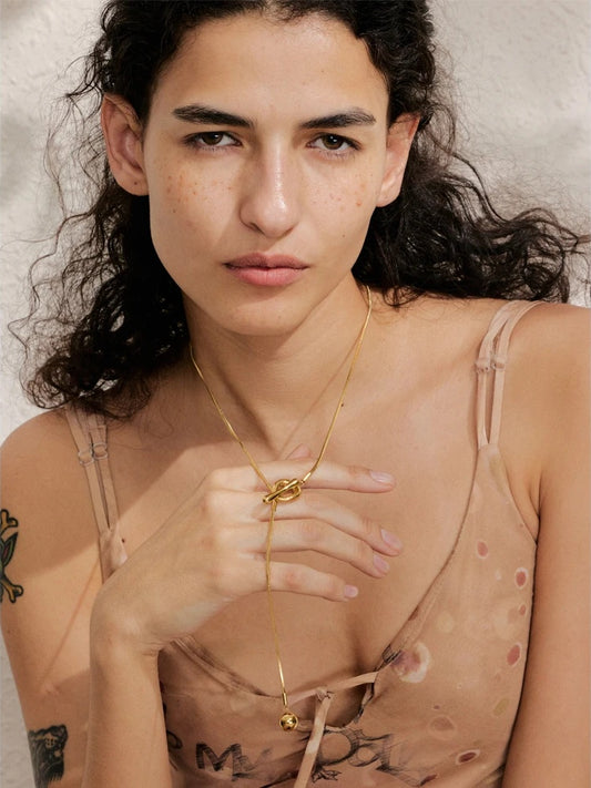 Long chain ball drop necklace - product image