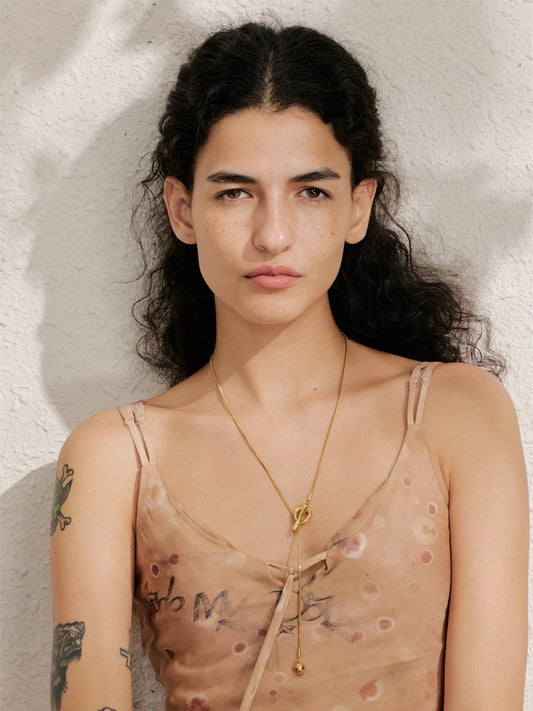 Long chain ball drop necklace - product image