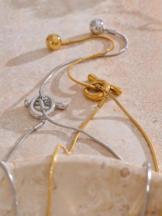 Long chain ball drop necklace - product image