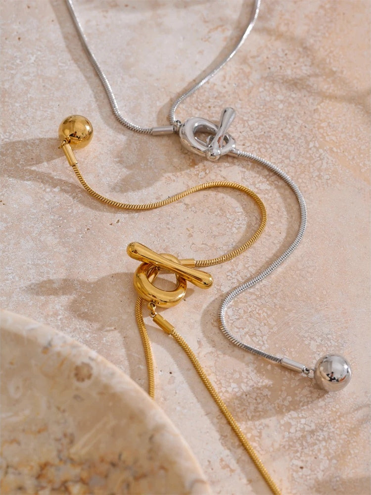 Long chain ball drop necklace - product image