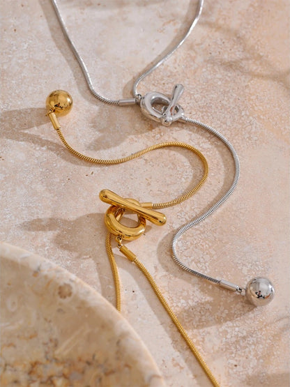 Long chain ball drop necklace - product image