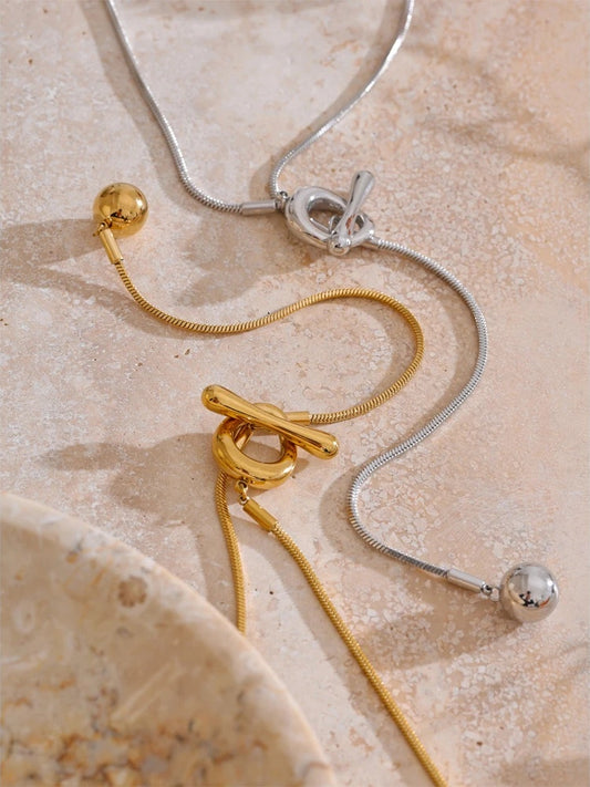 Long chain ball drop necklace - product image