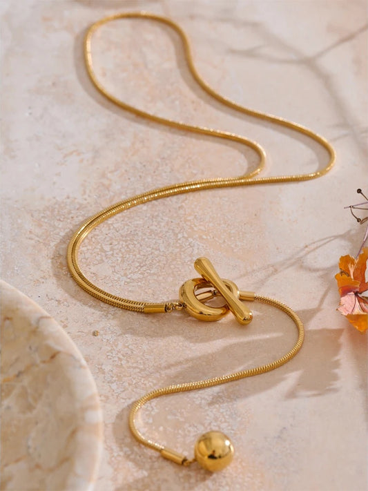 Long chain ball drop necklace - product image