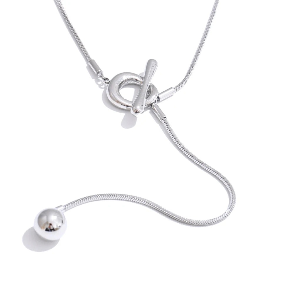Long chain ball drop necklace - product image