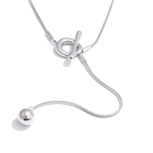 Long chain ball drop necklace - product image