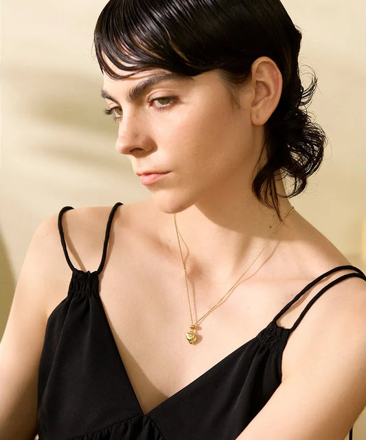 Long heart pendant gold color pull-out necklace - product image