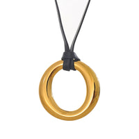 Long PU Leather Round Pendant Bib Necklace